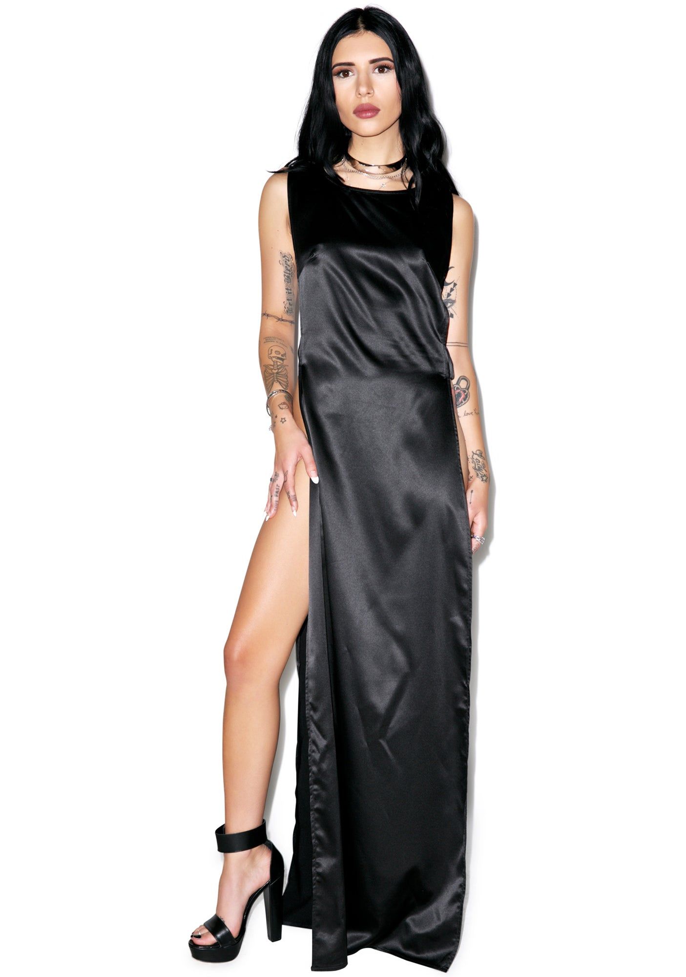 Chelsea Slit Slip Dress sold by Dolls Kill