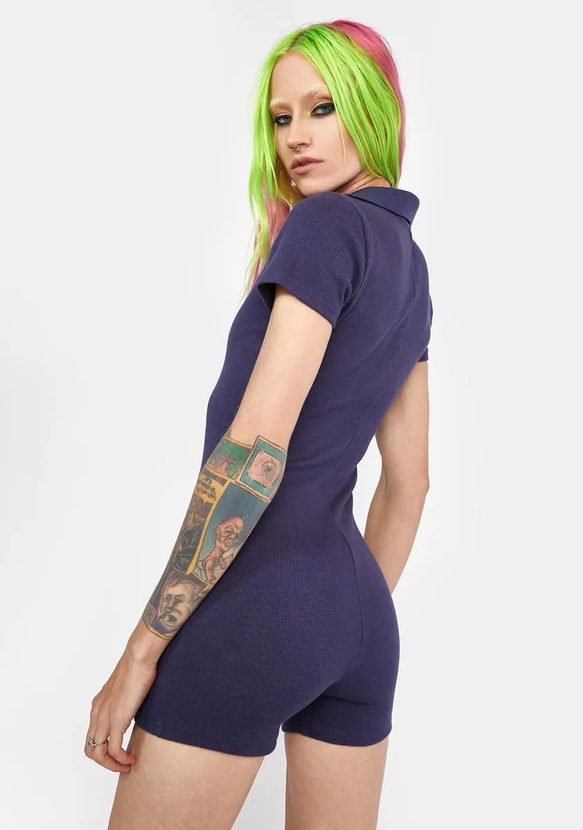 Navy Play To Win Knit Romper sold by Dolls Kill product image thumbnail 4