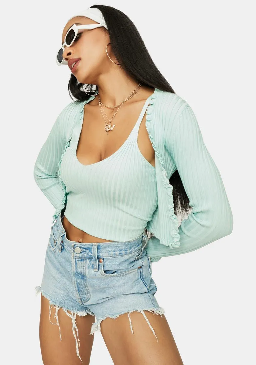 Mint Clique On Speed Dial Knit Crop Tank sold by Dolls Kill product image thumbnail 2