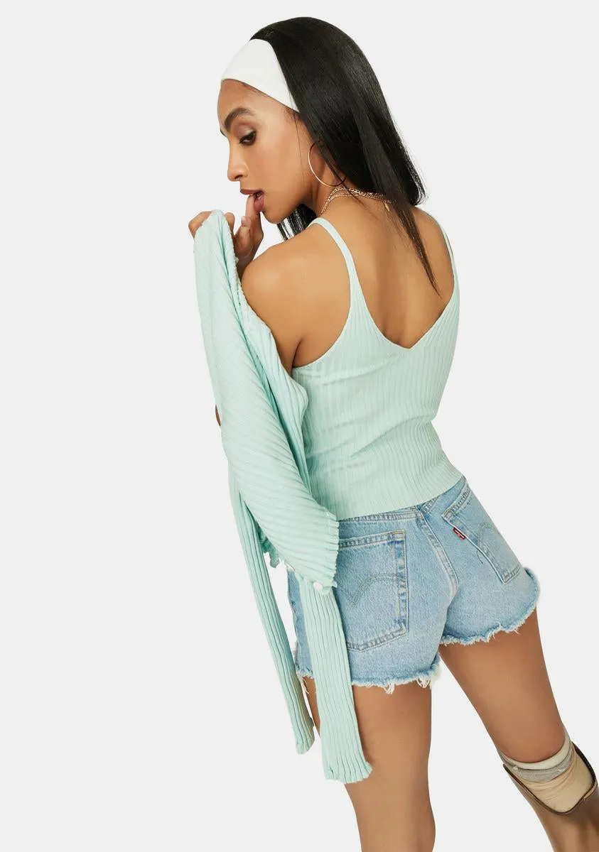 Mint Clique On Speed Dial Knit Crop Tank sold by Dolls Kill product image thumbnail 4