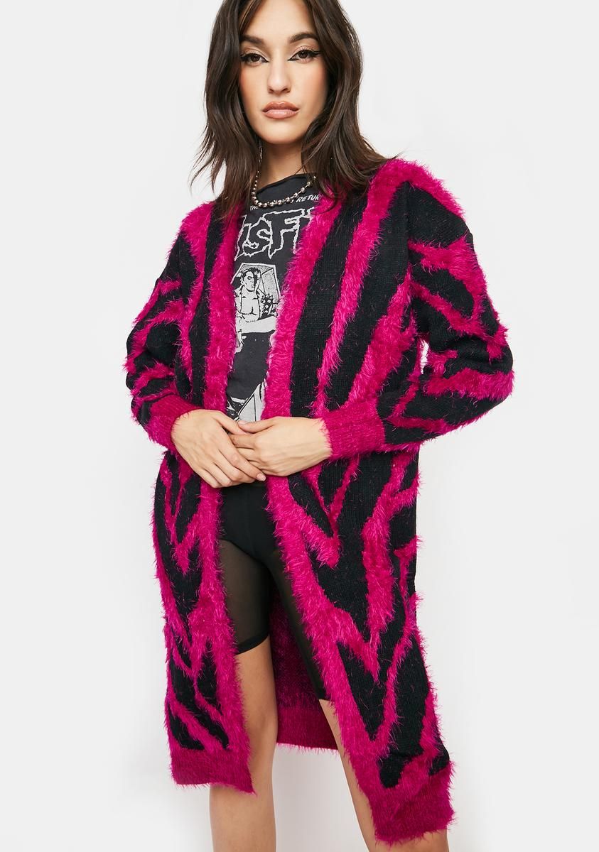 Zig Zagging Fuzzy Cardigan sold by Dolls Kill