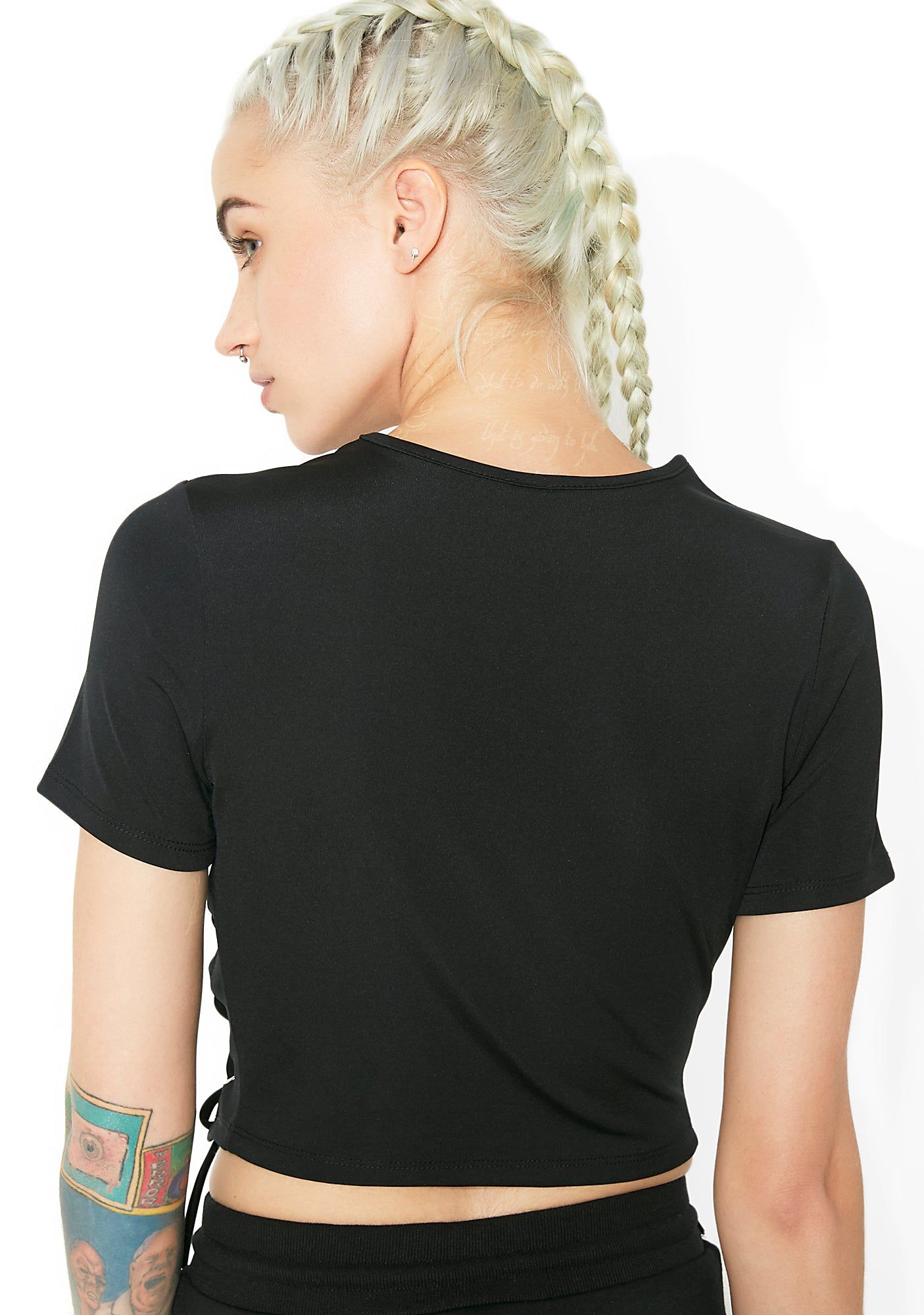 Somewhere Between Lace-Up Crop Tee sold by Dolls Kill product image thumbnail 4