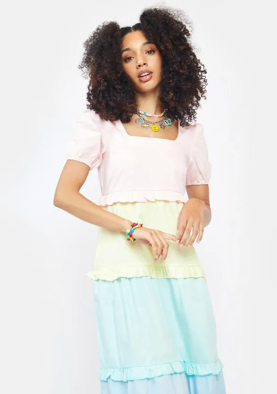Rainbow Tiered Maxi Dress sold by Dolls Kill