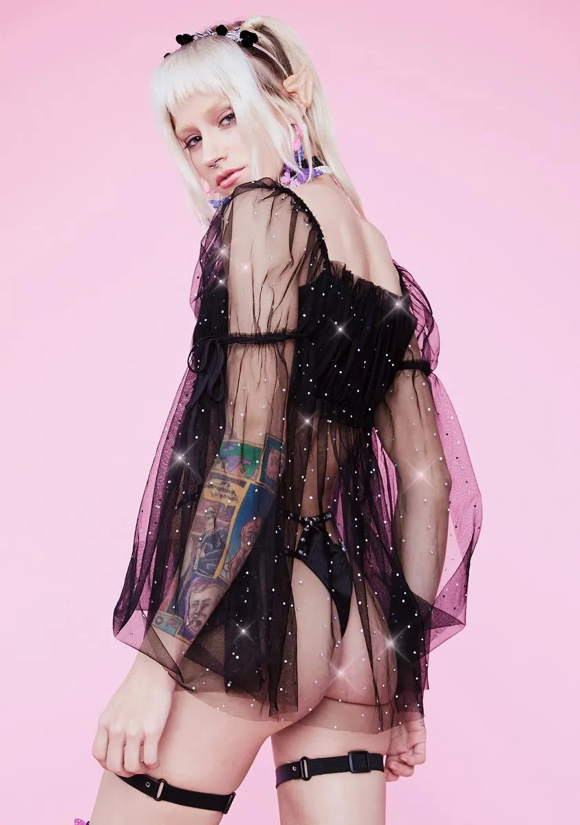 Elf Priestess Rhinestone Tulle Crop Top sold by Dolls Kill product image thumbnail 4