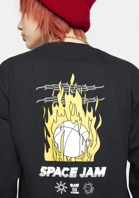 X Space Jam Burning Ball Long Sleeve Tee sold by Dolls Kill