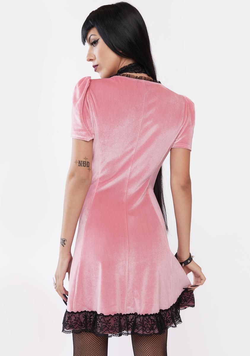 Sweeter Than Midnight Velvet Dress - Pink sold by Dolls Kill product image thumbnail 4
