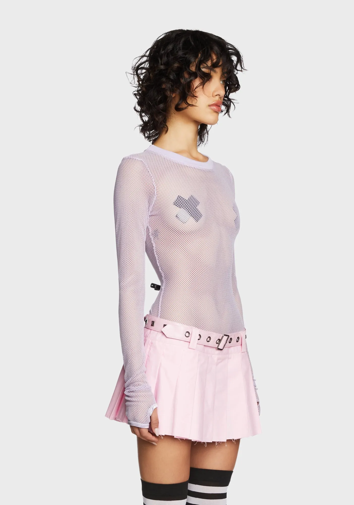 See Thru Me Fishnet Top - Lavender sold by Dolls Kill product image thumbnail 4