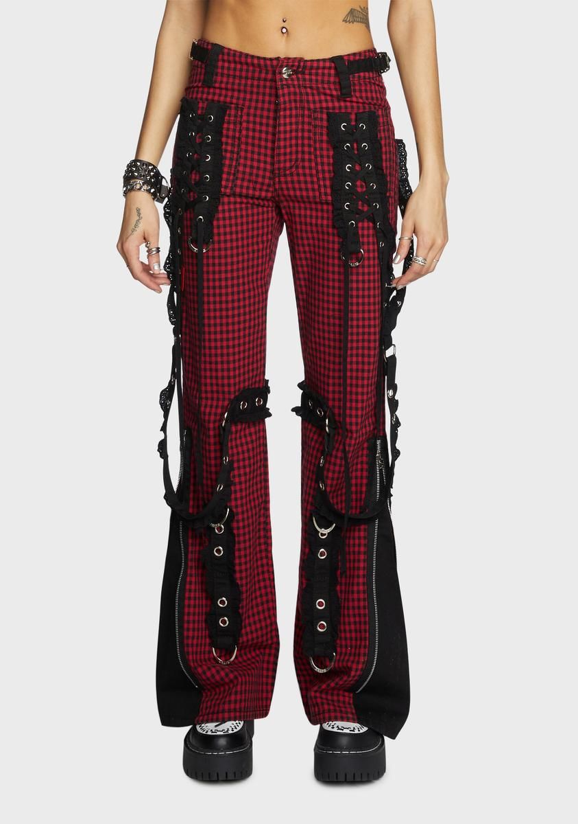 Red And Black Bo Peep Dark Street Pants sold by Dolls Kill