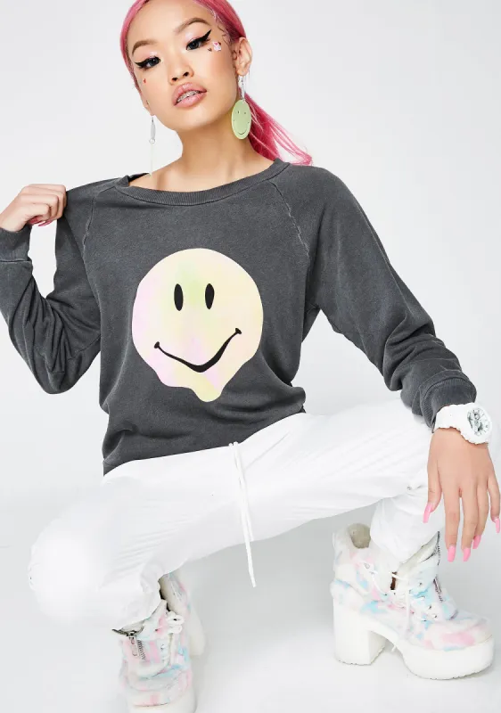 Psychedelic Smiley Sweatshirt sold by Dolls Kill
