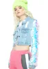 Shimmy Cropped Denim Jacket sold by Dolls Kill