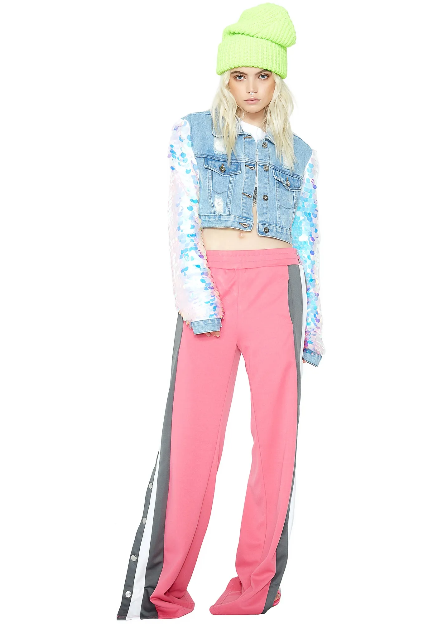 Shimmy Cropped Denim Jacket sold by Dolls Kill product image thumbnail 5