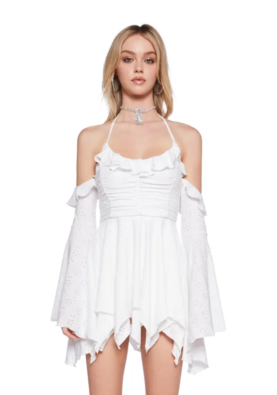 Fairy Delights Ruffled Handkerchief Dress - White sold by Dolls Kill