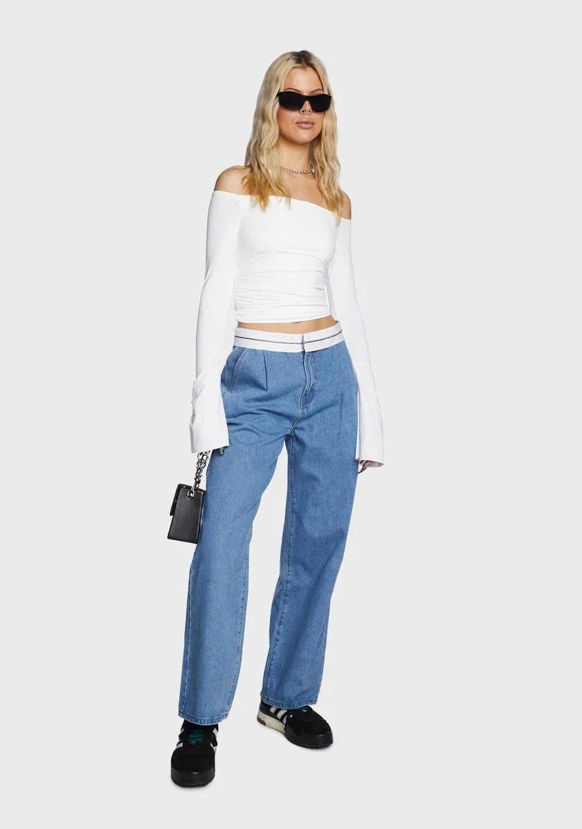 Corey Off The Shoulder Gathered Top - White sold by Dolls Kill product image thumbnail 5