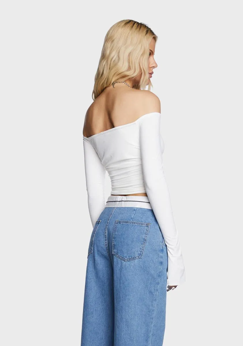 Corey Off The Shoulder Gathered Top - White sold by Dolls Kill product image thumbnail 4