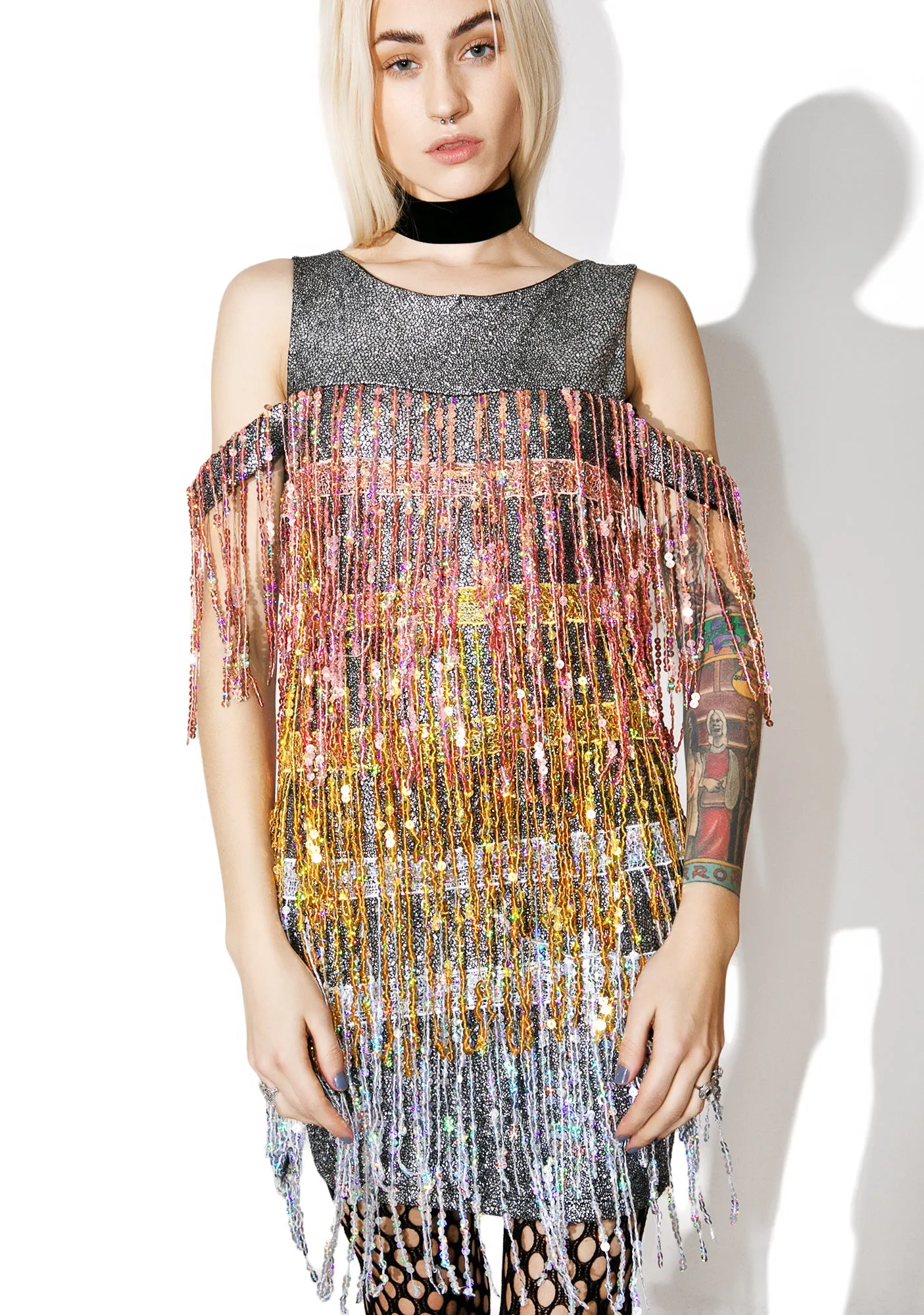 Sequin Fringe Mini Dress sold by Dolls Kill