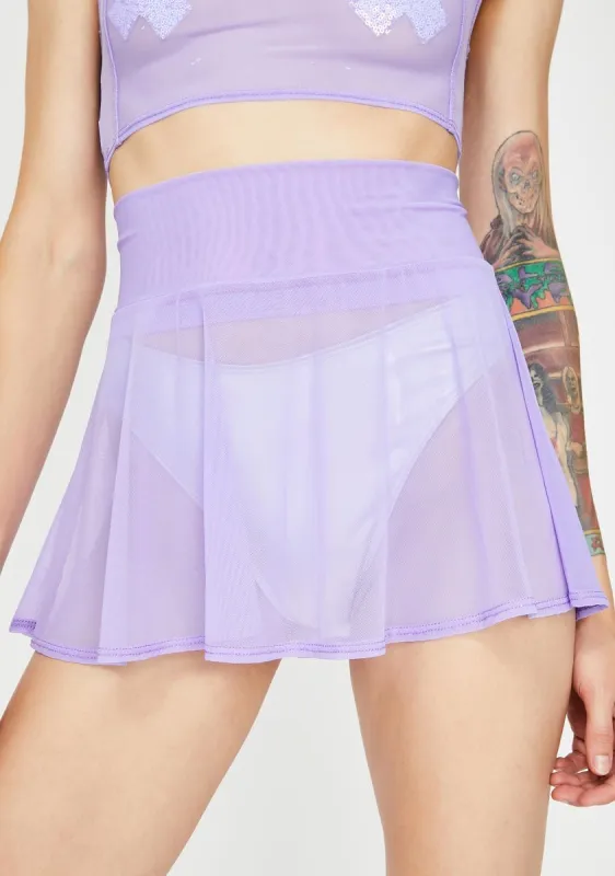 Lavender Mesh Skater Skirt sold by Dolls Kill
