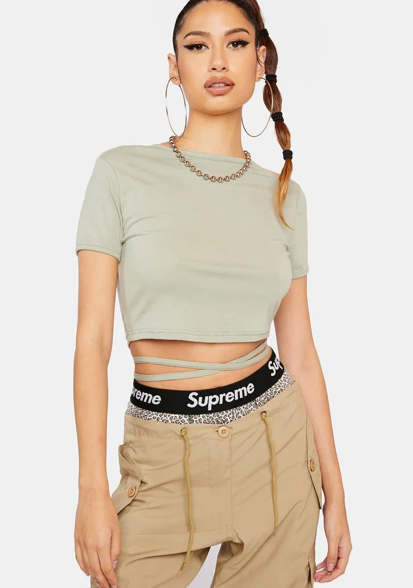 Sage Colette Crop Top sold by Dolls Kill