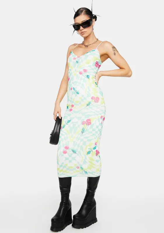 Mint Cherry Amina Mesh Midi Dress sold by Dolls Kill