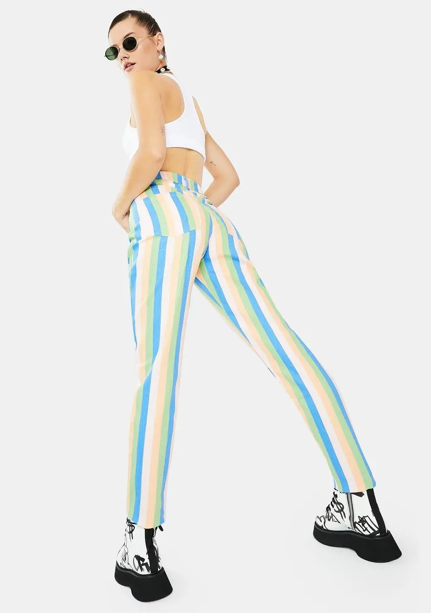 Pastel Stripe Mom Jeans sold by Dolls Kill product image thumbnail 4