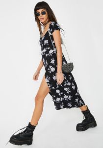 Black Rose Milla Midi Dress sold by Dolls Kill