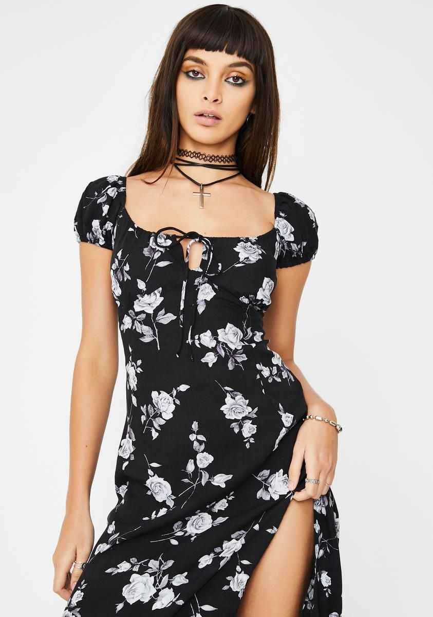 Black Rose Milla Midi Dress sold by Dolls Kill