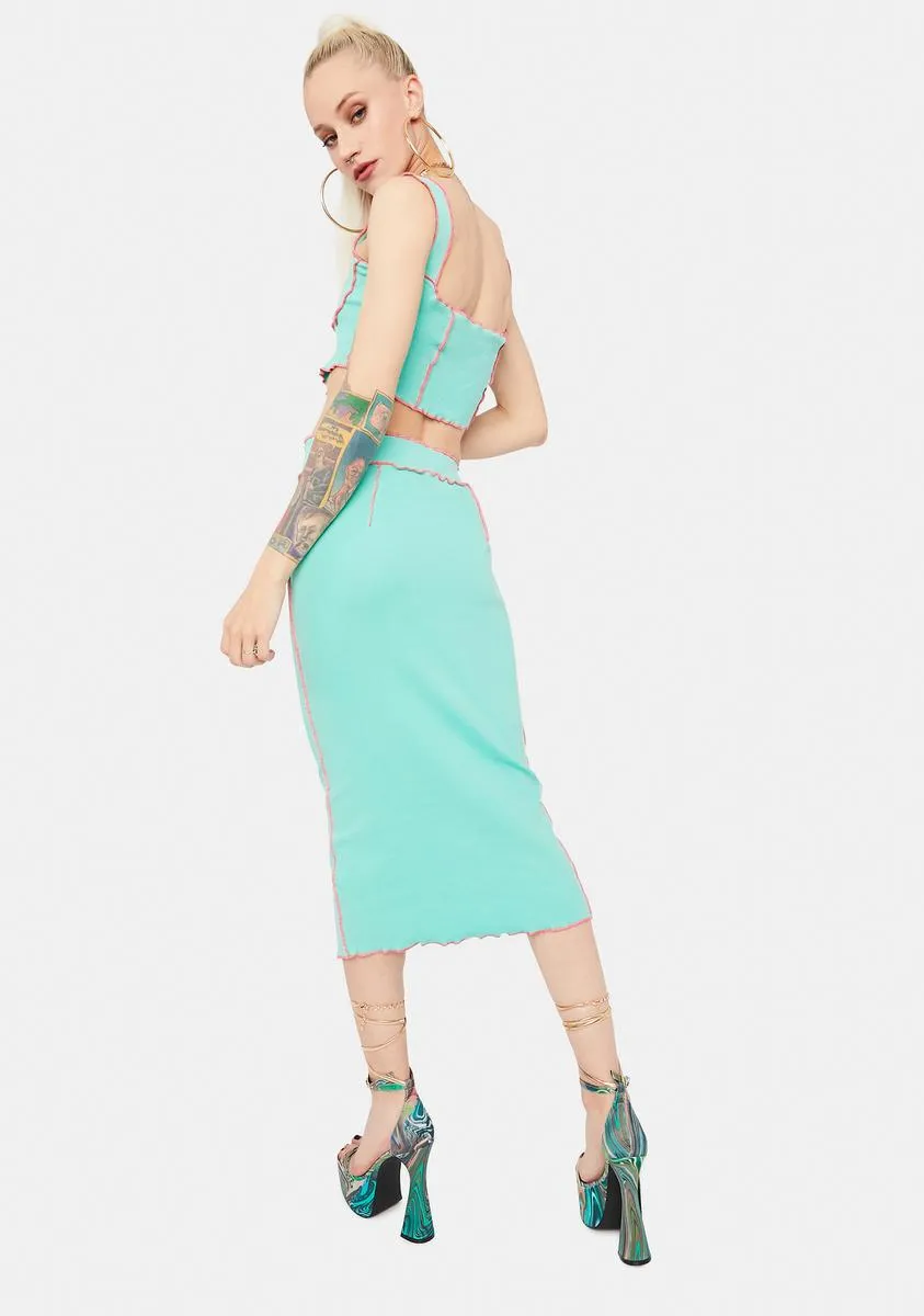 Mint Ur My Hunny Bunny Lettuce Trim Skirt Set sold by Dolls Kill product image thumbnail 4