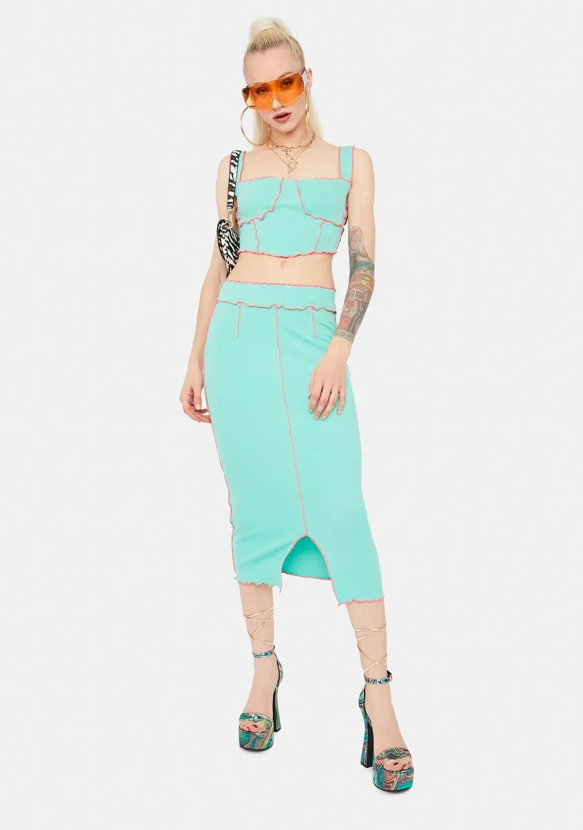 Mint Ur My Hunny Bunny Lettuce Trim Skirt Set sold by Dolls Kill