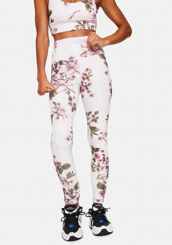Pink Floral Piper Leggings sold by Dolls Kill