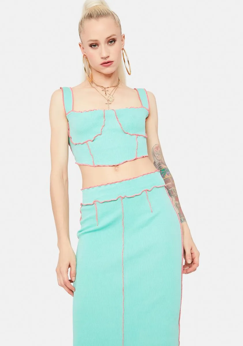 Mint Ur My Hunny Bunny Lettuce Trim Skirt Set sold by Dolls Kill product image thumbnail 2