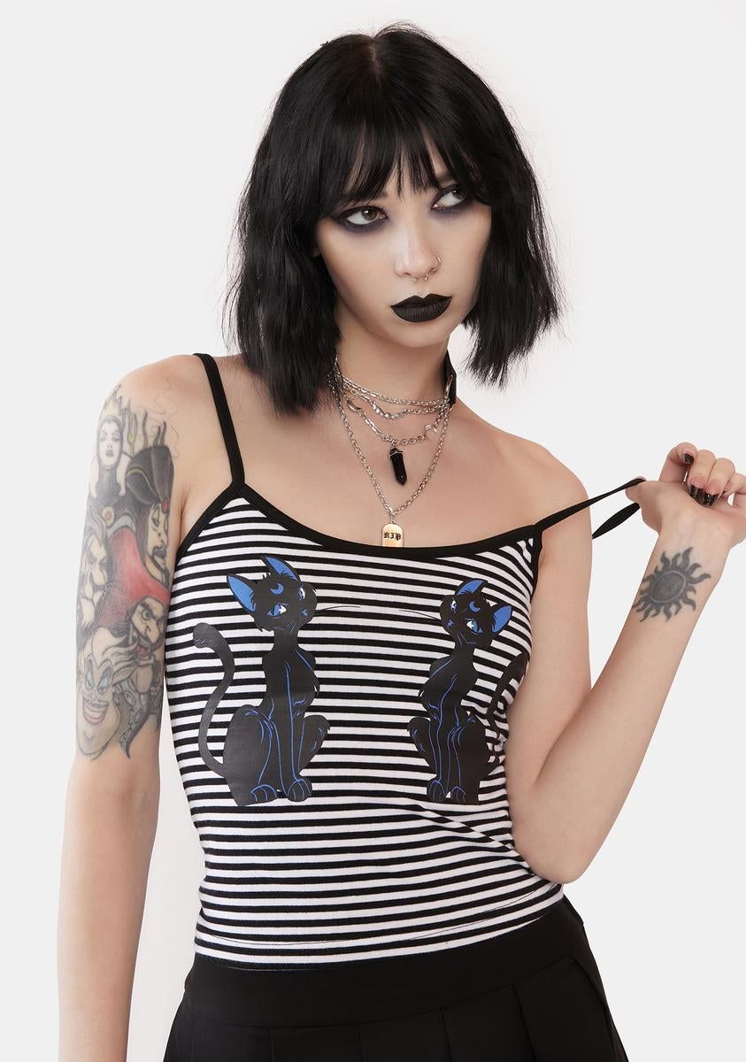 Purrrfect Moonlight Striped Tank sold by Dolls Kill