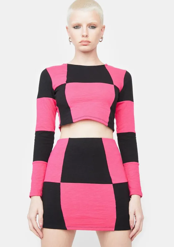 Candy Retro Visions Colorblock Skirt Set sold by Dolls Kill