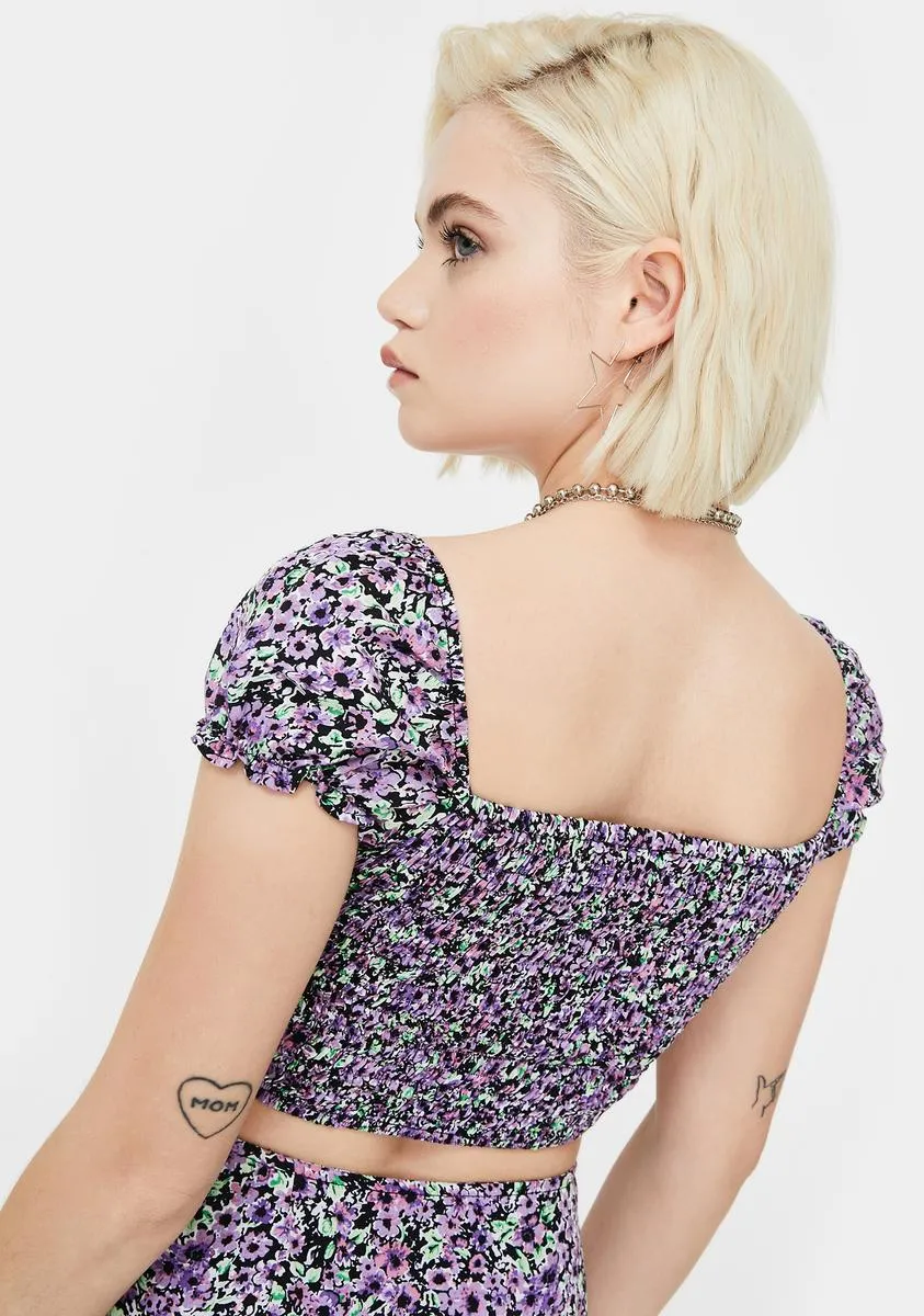 Lilac Blossom Elso Crop Top sold by Dolls Kill product image thumbnail 4