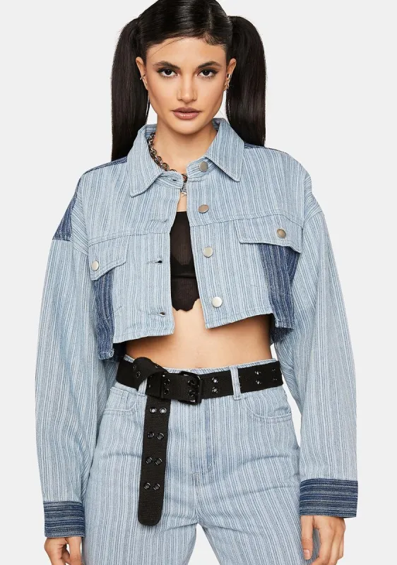 Showin' Up Striped Denim Jacket sold by Dolls Kill