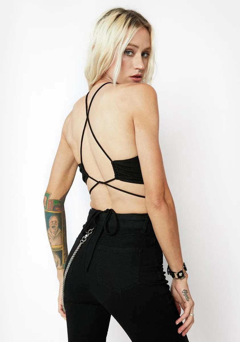 Black Halter Crop Top sold by Dolls Kill product image thumbnail 4