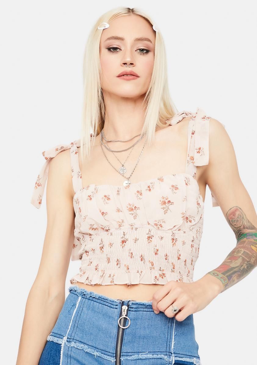 Rose Sappy Love Ruffle Crop Top sold by Dolls Kill