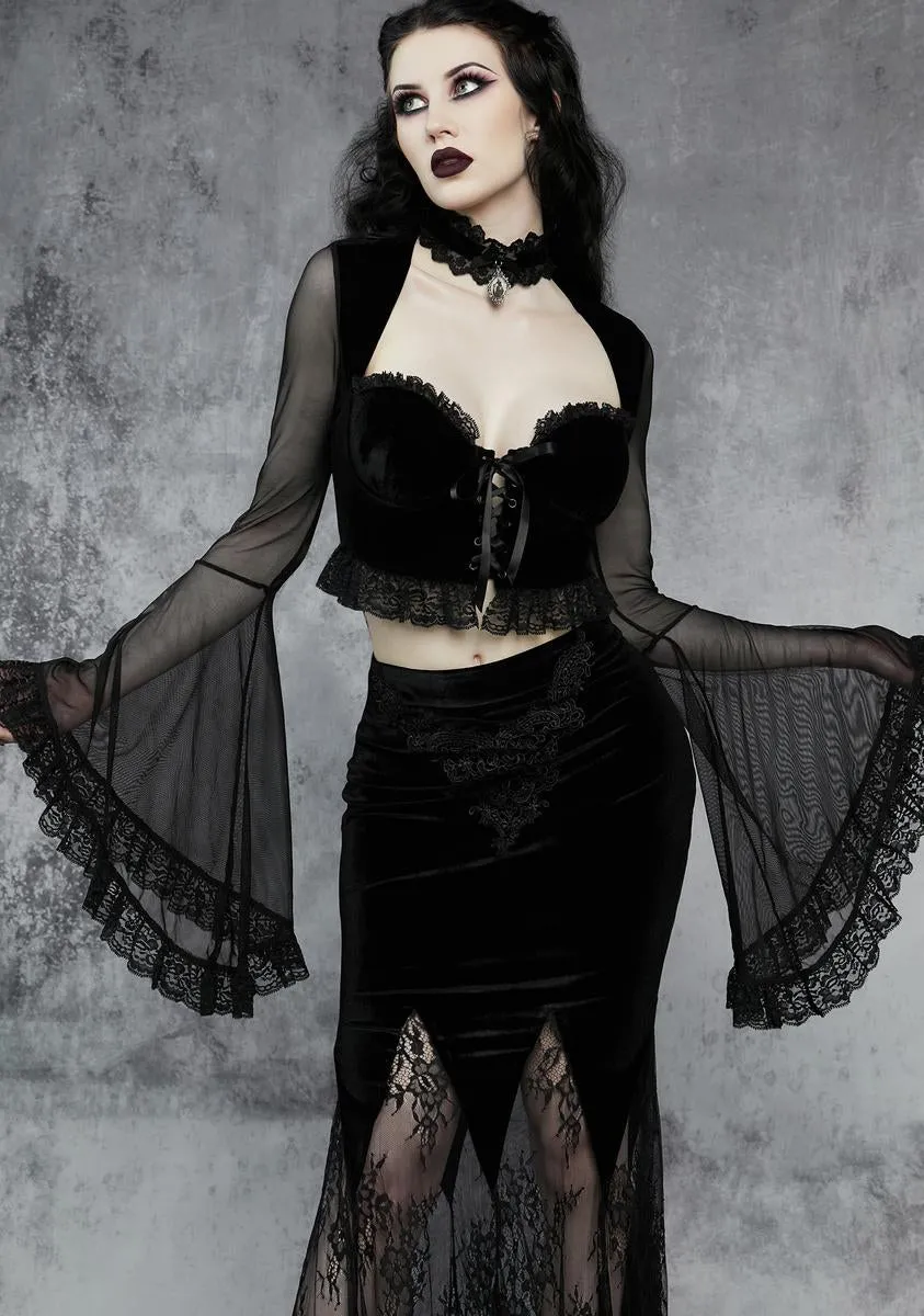 Private Misery Velvet Maxi Skirt sold by Dolls Kill product image thumbnail 3