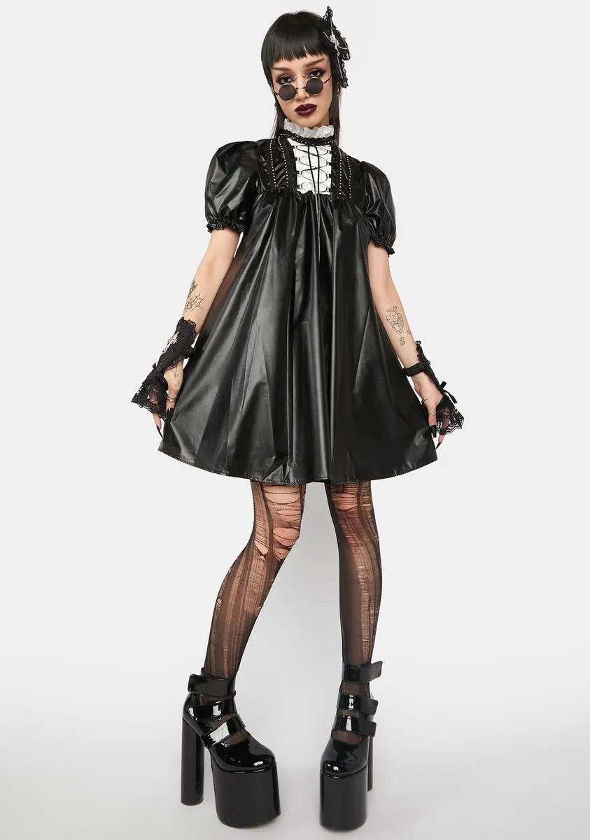 Vegan Leather Lace Up Mini Dress sold by Dolls Kill product image thumbnail 3