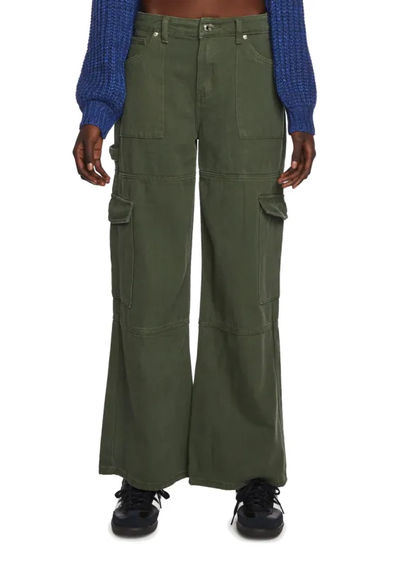 Ember Denim Cargo Pants - Olive sold by Dolls Kill