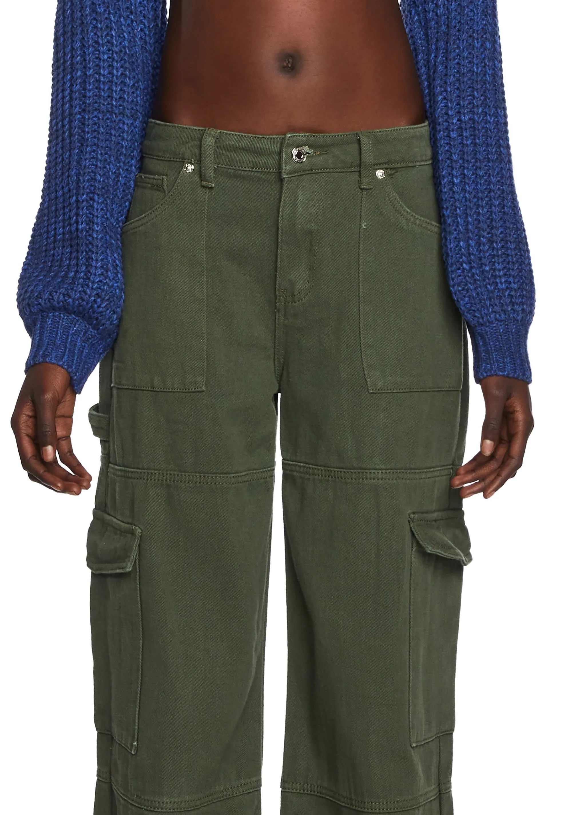Ember Denim Cargo Pants - Olive sold by Dolls Kill product image thumbnail 4
