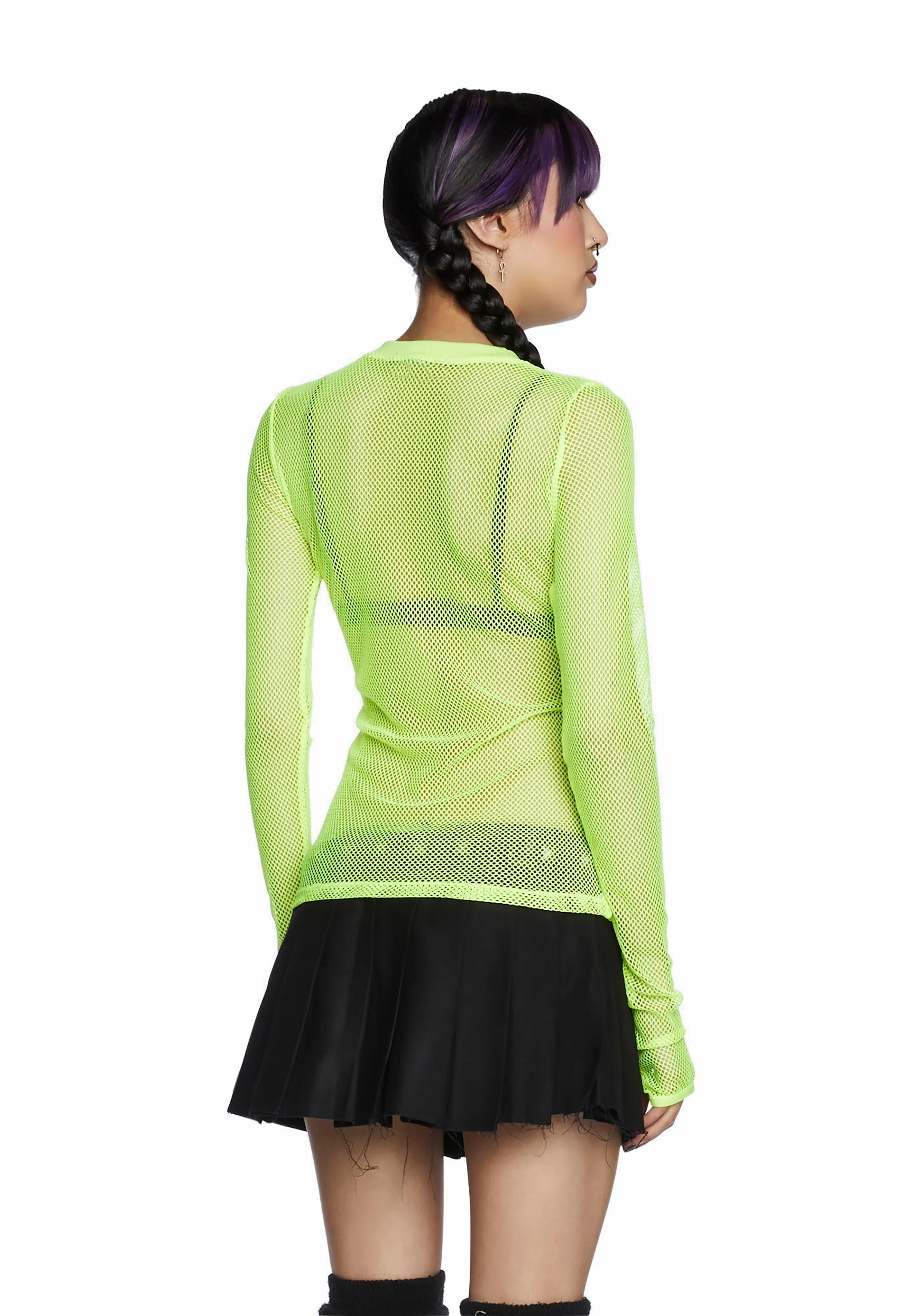 See Thru Me Fishnet Top - Neon Yellow sold by Dolls Kill product image thumbnail 3