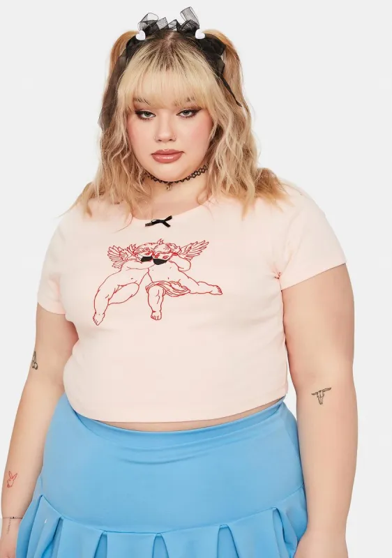 Plus Face Mask Cherub Graphic Tee sold by Dolls Kill
