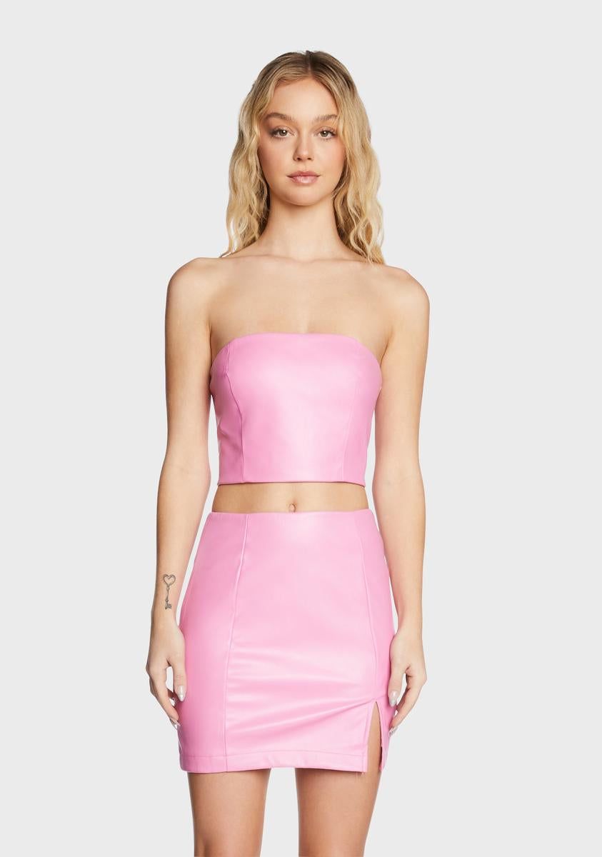 Pink Vegan Leather Tube Top sold by Dolls Kill