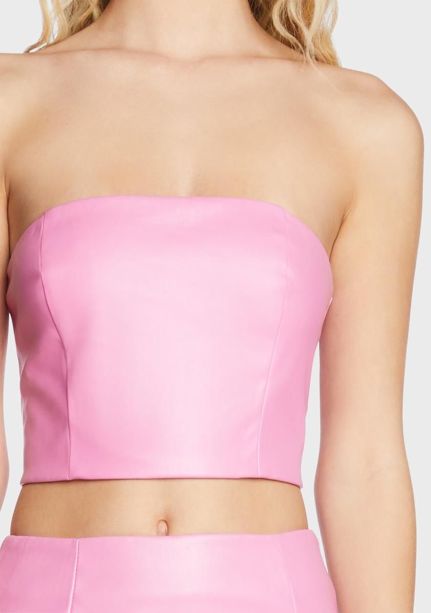 Pink Vegan Leather Tube Top sold by Dolls Kill product image thumbnail 2