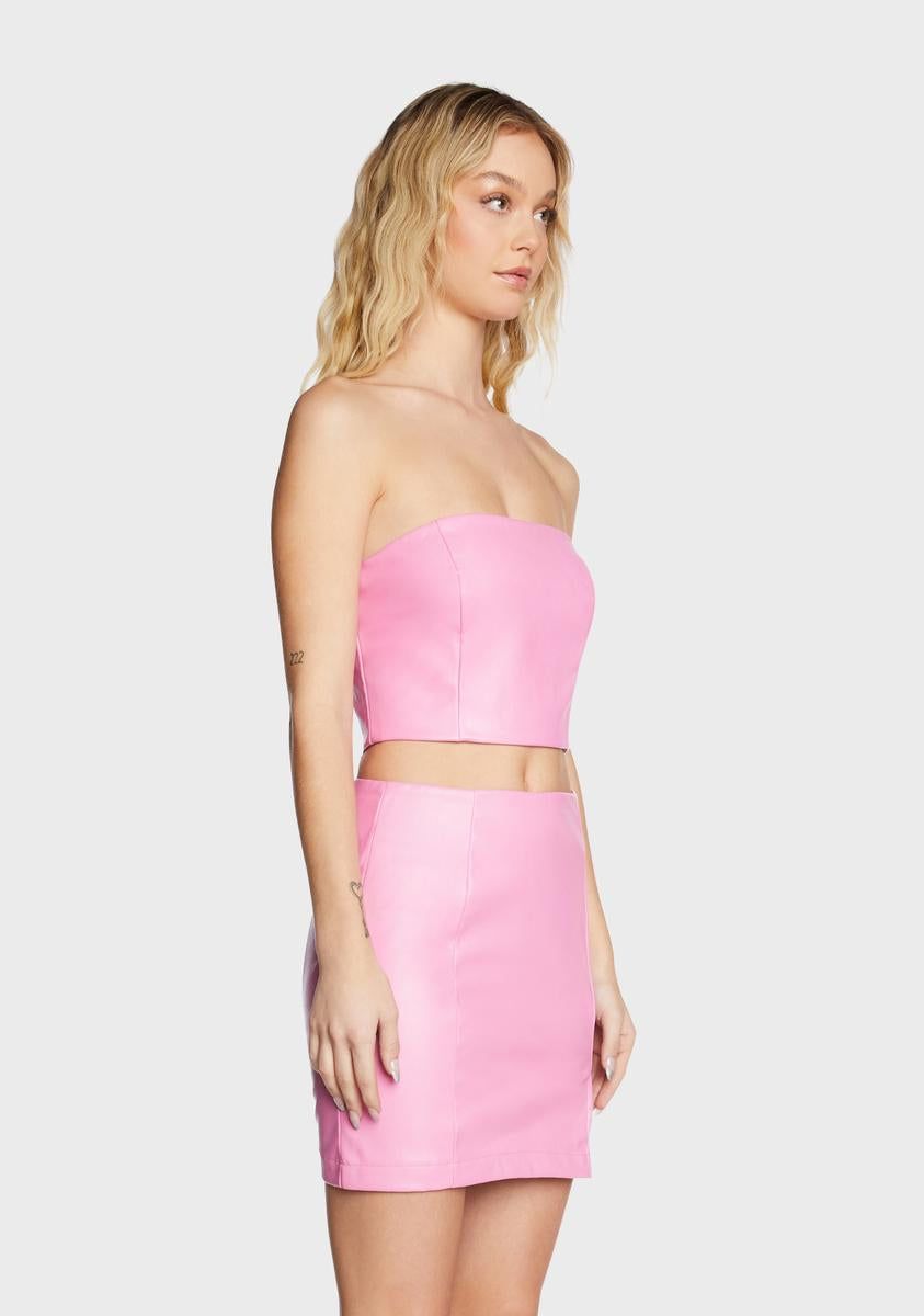 Pink Vegan Leather Tube Top sold by Dolls Kill product image thumbnail 3