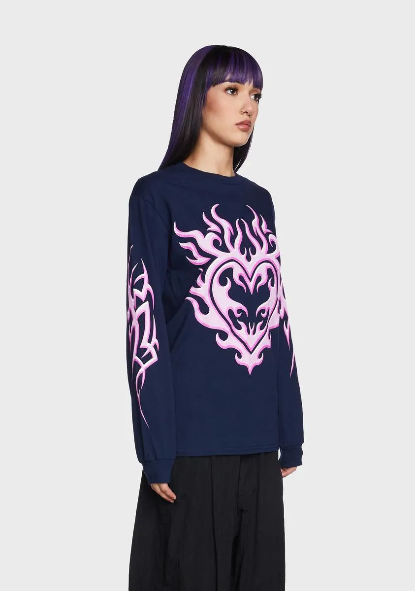 Flame Heart Long Sleeve Tee sold by Dolls Kill product image thumbnail 3