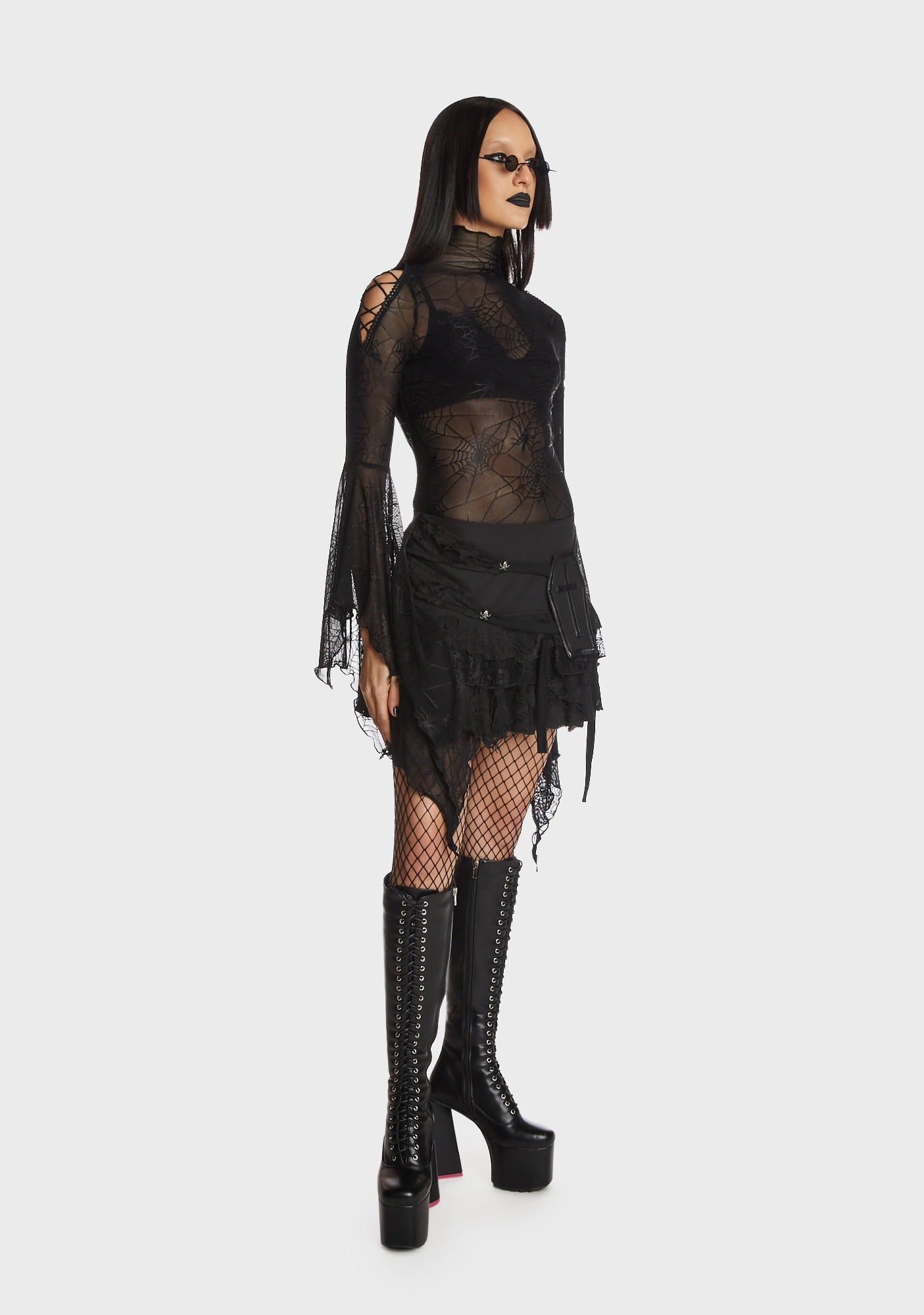 Punk Spider Mesh Exaggerated Sleeves Top sold by Dolls Kill product image thumbnail 2