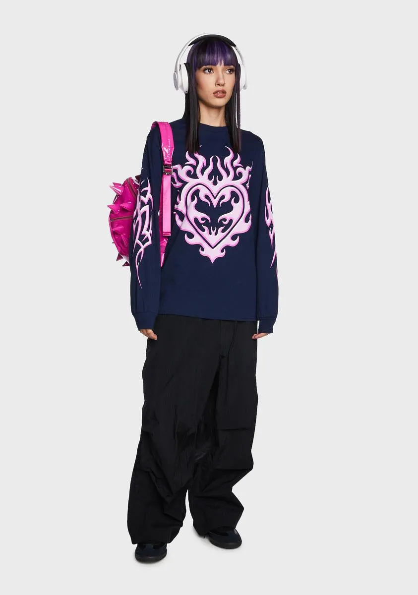 Flame Heart Long Sleeve Tee sold by Dolls Kill product image thumbnail 5
