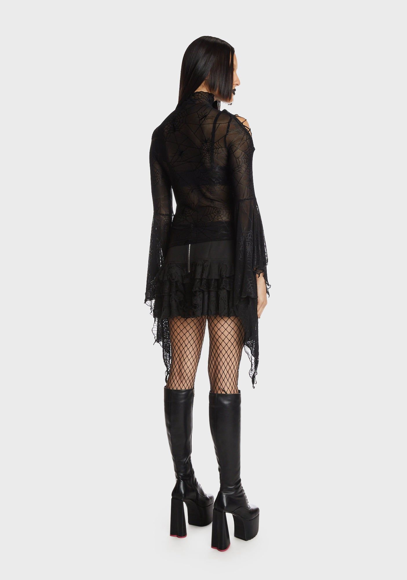 Punk Spider Mesh Exaggerated Sleeves Top sold by Dolls Kill product image thumbnail 5