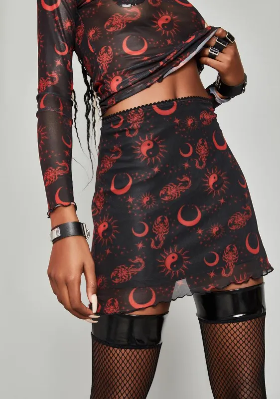 Command The Stars Mesh Skirt sold by Dolls Kill