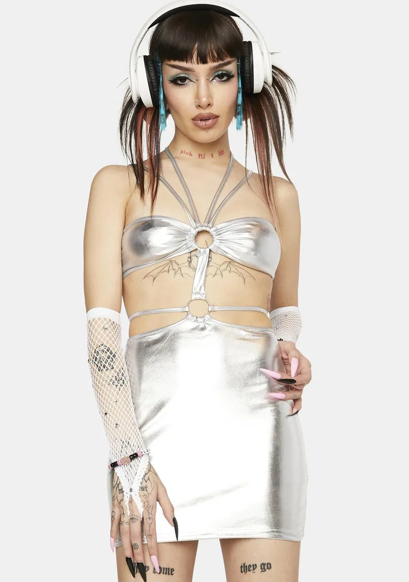 Chrome To The Front Cut-Out Dress sold by Dolls Kill